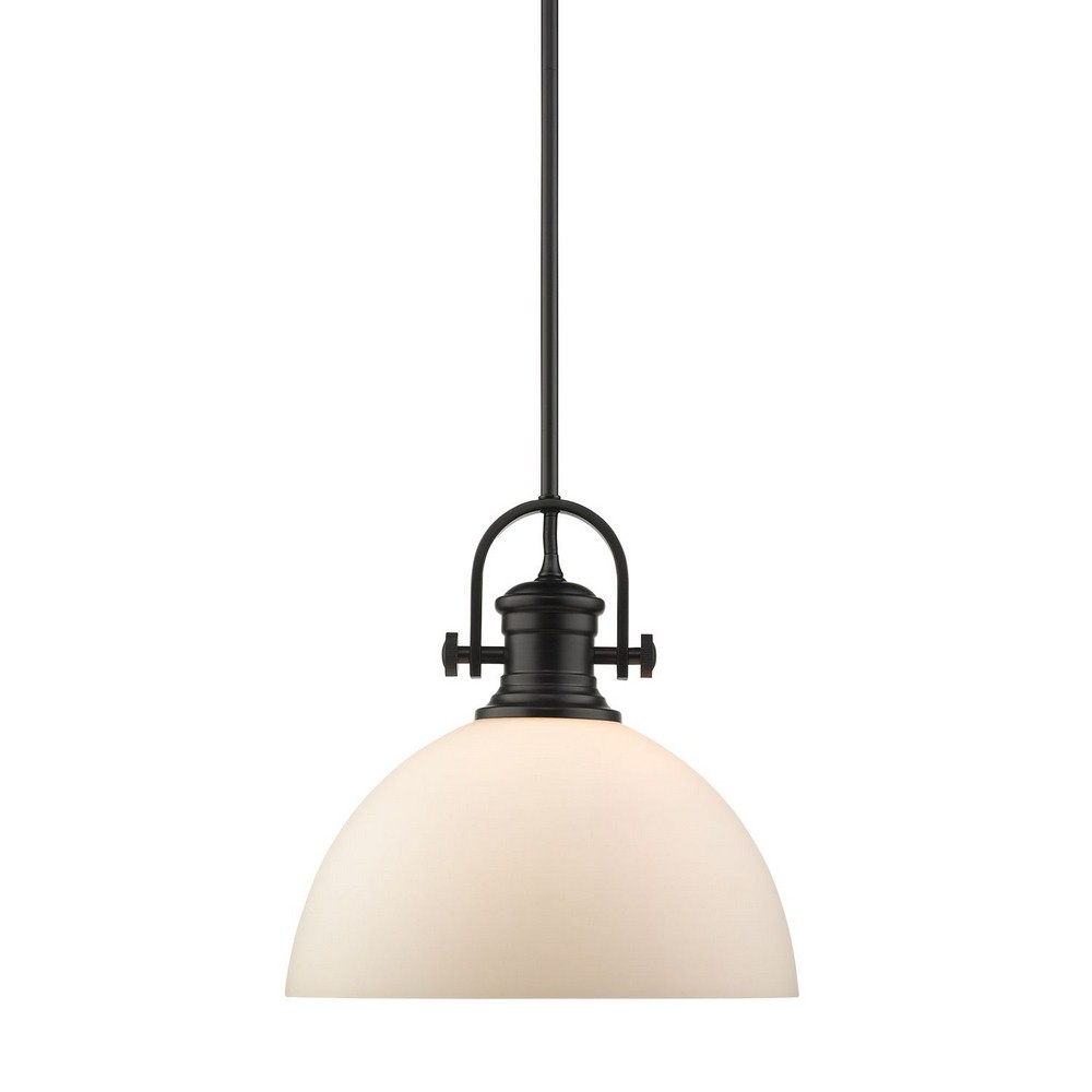 Golden Lighting-3118-L BLK-OP-Hines - 1 Light Pendant-13.13 Inches Tall and 13.5 Inches Wide Black Opal Black Finish